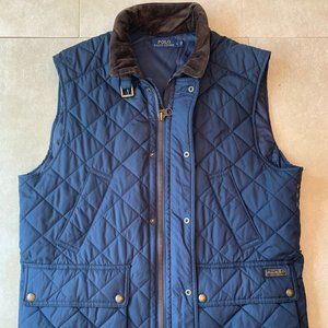 Polo Ralph Lauren quilted vest suede collar large